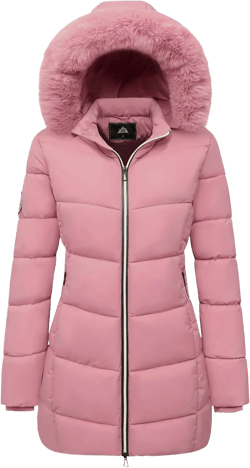 MOERDENG Women's Winter Windproof Warm Down Coats Waterproof Thicken Hooded fashions Puffer Jacket Large Pink