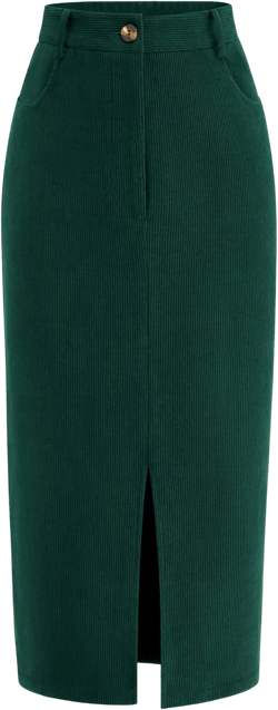 PRETTYGARDEN Women's Fall Midi Pencil Skirts Dressy Casual Work Office High Waisted Trendy Winter Corduroy Skirt with Slit : Clothing, Shoes & Jewelry