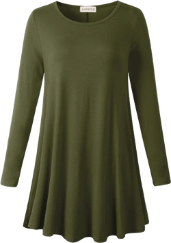 LARACE Plus Size Tunic Tops Long Sleeve Shirts for Women Swing Flowy Loose Fit Clothes for Leggings Army Green 4X