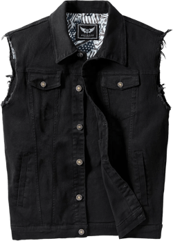 Men's Casual Jean Vest Stretchy Motorcycle Denim Sleeveless Vest 4X-Large Black