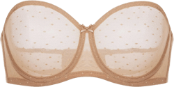 DOBREVA Women's Mesh Strapless Bra Sheer Unlined See Through Underwire Bras Plus Size 34D Natural