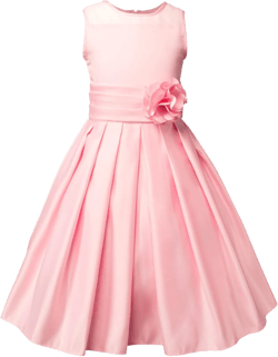 Spring Notion Big Girls Sheer Neckline Satin Tea Length Flower Girl Dress 8 Pink