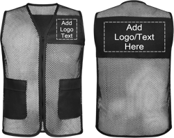 TopTie Custom Adult Mesh Vest Supermarket Staff Volunteer Uniform Vest Add logo Black Large