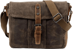 Mens Messenger Bag Waterproof Canvas Leather Bag 10 Inch Vintage Waxed Crossbody Bag (Brown) : Electronics