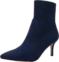 Coutgo Women's Pointed Toe Ankle Boots Stiletto Kitten Heel Knit Faux Suede Winter Sock Booties