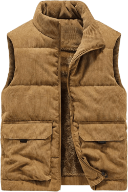 Eisctnd Men Outdoor Casual Stand Collar Padded Vest Coat Thick Fleece Lined Sleeveless Jacket
