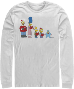 Men's The Simpsons Family Christmas Carols  Long Sleeve Shirt - White - Large