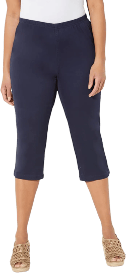 Catherines Women's Plus Size Petite Everyday Cotton Twill Capri 5X-Large Plus Petite Mariner Navy