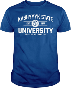 Kashyyyk State University T Shirt - Cotton Slim Fit Unisex Casual Shirt for Mens & Womens - Short Sleeve Soft Fitted Tees XX-Large Royal Blue