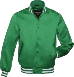 Stewart & Strauss Original Satin Bomber Jacket Since 1977 (19 Team Colors) Satin XXS to 6XL,Original Kelly Green & White S-style Large Tall