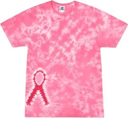 Tie Dye Shirt for Women, Men, Teens - 100% Cotton T-Shirts in 35 Colors, Sizes S-5XL Small Pink Ribbon