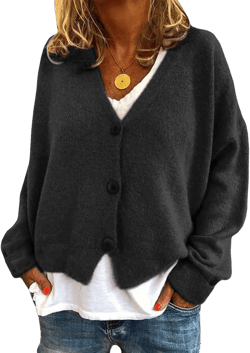 CHARTOU Women's Lightweight Button Down Knit Cardigan Sweater Jacket Knitwear