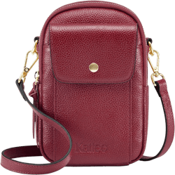 Kattee Small Leather Purses for Women, Crossbody Cell Phone Bags Shoulder Handbags with Card Slots, RFID Blocking Wine Red