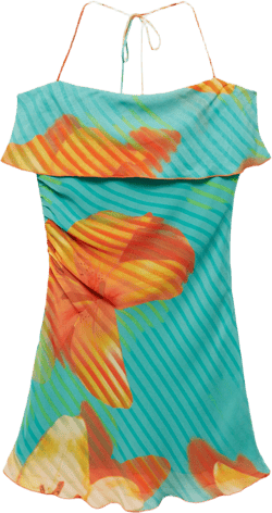 Printed dress with turn-down neckline