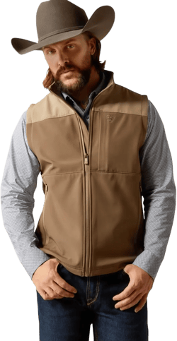 ARIAT Men Wyatt Softshell Vest Large Major Brown/Brindle
