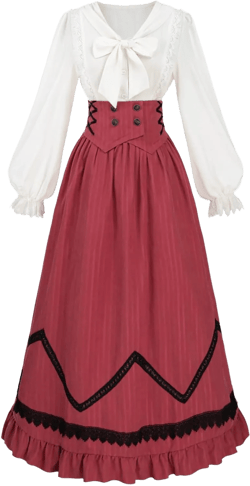 NSPSTT Victorian Dress for Women Renaissance Costume Medieval Outfit Maxi Skirts Blouse 2 pcs Set : Clothing, Shoes & Jewelry
