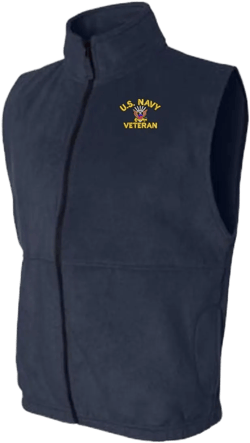 MilitaryBest U.S. Navy Emblem Veteran Full-Zip Fleece Vest Navy Blue Large