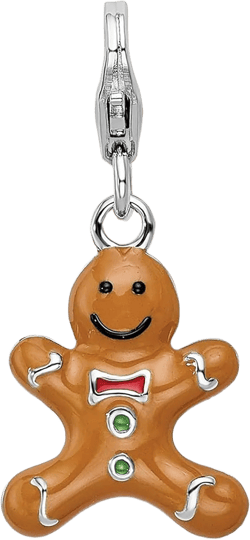 Million Charms 925 Sterling Silver Amore La Vita 3-D Enameled Gingerbread Cookie Bracelet Charm Lobster Clasp: Clothing, Shoes & Jewelry