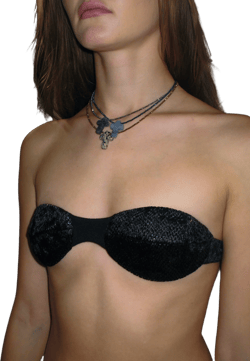 Velvet Dot Bandeau Top/ Black (With Positioning Brooch)