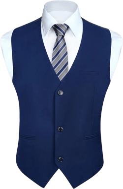 HISDERN Mens Suit Vest Business Formal Dress Vests for Men Solid Color Casual Wedding Tuxedo Party Waistcoat XX-Large A-04 Suit Vest Navy Blue