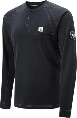 FR Shirts for Men Light Weight Flame Resistant Henley Shirts Long Sleeve Shirts HRC2/CAT2 6.5oz 100% Cotton X-Large Blue
