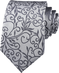 Mens Novelty Floral Wedding Tie Jacquard Woven Luxury Pattern Slim Necktie 3.15" One Size Silver Grey