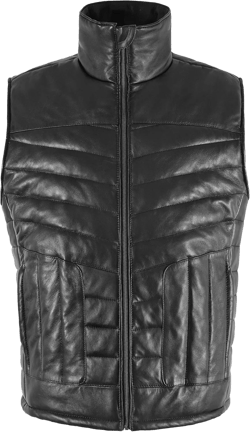 Men's FORMULA Black Vest Lambskin Quilted Puffer Real Leather Waistcoat Gilet Large Black