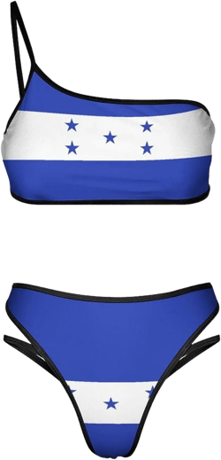 TAIZIYEAH Women Two Piece Swimsuit Honduras Flag Sexy Push Up Bikini Swimwear Bikini Set XL X-Large Style-12