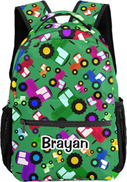 Deven Green Tractors Cartoon Personalized Kids Backpack for Boy/Girl Teen Primary School Daypack Travel Bag Bookbag Design 10