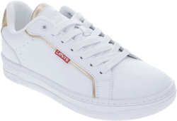 Levi's Womens Carrie Synthetic Leather Casual Lace Up Sneaker Shoe, White/Gold, Size 7.5