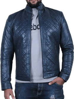 Laverapelle Men's Genuine Lambskin Leather Jacket (Black, Quilted Jacket) - 1501491 Medium 04a- Navy Blue - With Polyester Lining