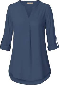 Timeson Women's Casual Chiffon V Neck 3/4 Sleeve Blouse Tops