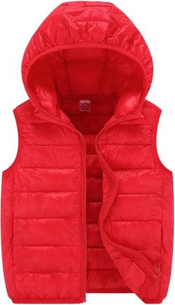 Boys Girls Puffer Vest Sleeveless Quilted Vest Zipper Hooded Down Puffy Jacket Winter Kids Warm Gilet Waistcoat Clothes Red 12-15 Years
