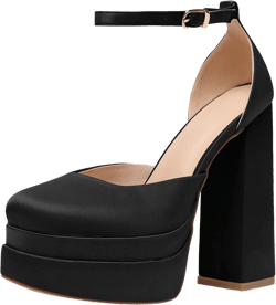 Amazon.com | Mettesally Women's Stacked Platform High Heels Square Toe Chunky Thick Heel Sandals Ankle Strap Block Heeled Pumps Fashion Party Platform Shoes | Heeled Sandals