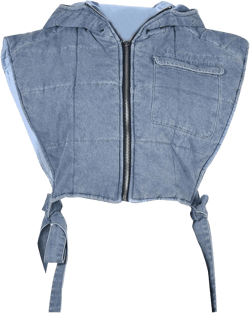 Maixang Women's Cropped Padded Camo Vest Denim Sleeveless Puffer Gilet Y2K Hooded Camouflage Vest Army Jacket Coat XX-Large Light-blue