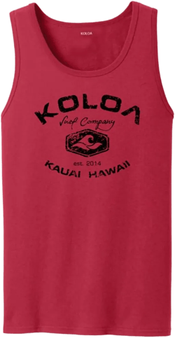 Koloa Vintage Arch Logo Tank Tops in Adult Sizes: S-4XL 4X-Large Red / Black