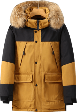 Men's Winter Fashion Patchwork Color Windproof Warm Casual Jacket Warm Cotton Hooded Jacket Horde Jacket Mens Jackets Yellow XX-Large