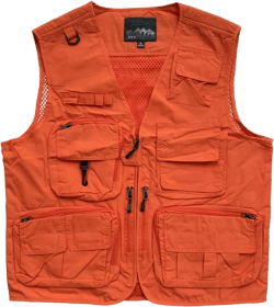 Men’s Lightweight Outdoor Vest Fishing Photography Travel Safari Vests with Multiple Pockets Large Orange