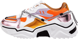 LUCKY STEP Women's Platform Colorful Fashion Sneakers Retro Colorblock Stylish Cute Chunky Dad Walking Shoes 9 White/Orange