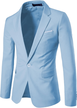 UNINUKOO Mens Sport Coat Slim Fit Suit Blazer Jacket One Button Lightweight for Casual Business 36 Light Blue