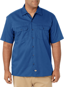 Dickies Men’s Short Sleeve Work Shirt – Durable Twill Button Down Shirts for Men, Lightweight Uniform for Daily Wear 2X Royal Blue