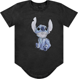 Disney Women’s Juniors Lilo and Stitch T-Shirt - Ladies Classic Stitch Fashion Tee Lilo and Stitch Large Burn Black