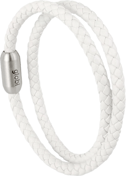 globi Leather Bracelet For Men | Genuine Wrap Braided Leather Cuff Bangle Bracelet with Magnetic Stainless Steel Clasp For Men/Women White 7.5 Inches