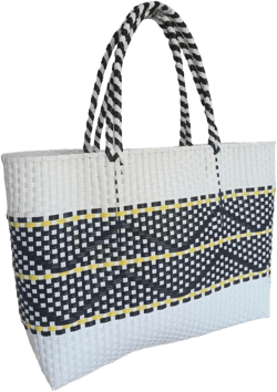 Handwoven Super Tote Bag for Women Recycled Plastic Shoulder Purse Summer Beach Bag, Pool Swimming Bag White