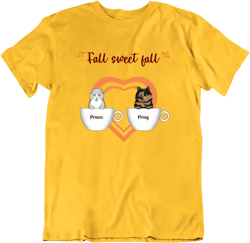 Fall Sweet Fall Custom Cats In Coffee Cups T shirt