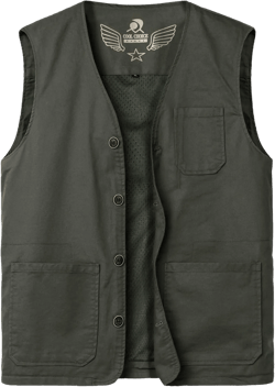 Men's Lightweight Casual Vest Outdoor Cotton Vest Breathable Multi-Pocket Waistcoat Fishing Safari Travel Vests Medium Green