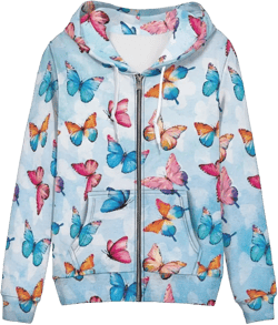 GLUDEAR Women Novelty Graphic 3D Print Zipper Hoodies Long Sleeve Oversized Hooded Sweatshirts Jackets with Pocket XS-5XL 4X-Large Multi Butterfly