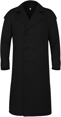 Men's Full Length Winter Trench Coat Double Breasted Wool Blend Long Windbreaker Notch Lapel Peacoat Overcoat X-Large Black
