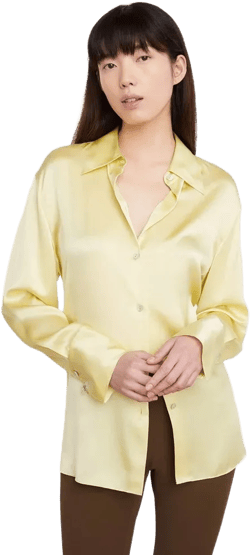 Silk Relaxed L/S Blouse - Melon Dew