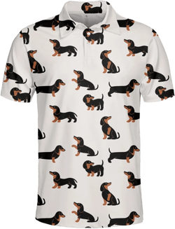 Funny Golf Shirts Dry Fit for Men, Mens Hawaiian Golf Polo Shirt, Mens Golf Polos Golfing Dog 5 4X-Large